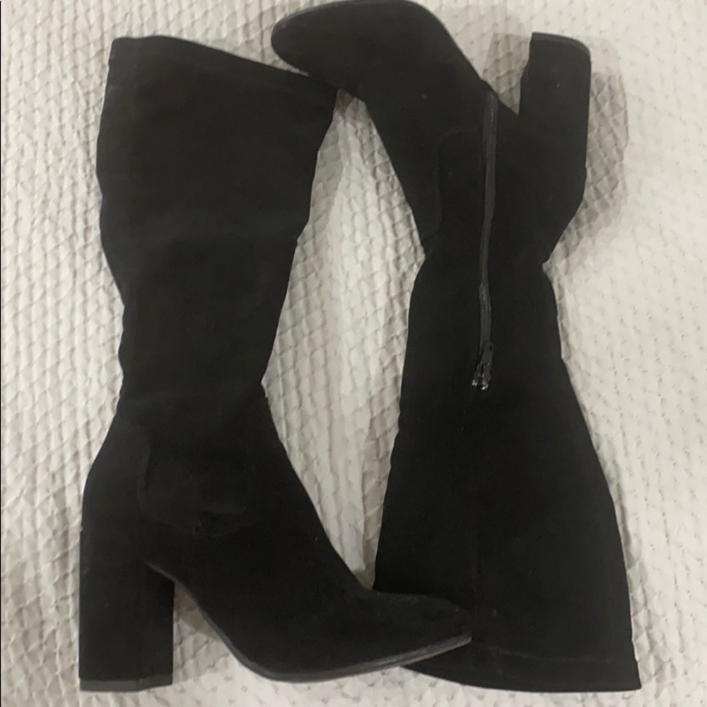 Suede boots.